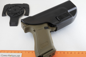 Кобура Альфа Glock 17 с креплением на МОЛЛЕ (27341) Тактическая кобура Альфа для Glock 17 из высокопрочного пластика с креплением на МОЛЛЕ