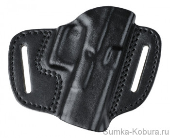 Кобура поясная для Glock 19 (модель №1) Кобура поясная, натуральная кожа, открытая, с двумя ушами