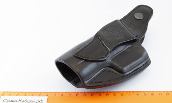 Кобура Хольстер Glock 19 поясная закрытая комбинированная (модель Kz) Кобура Хольстер Glock 19 поясная закрытая комбинированная (модель Kz), кожа, чёрного цвета 